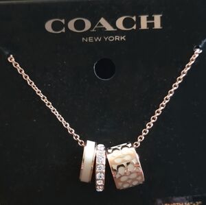 Coach Rose Gold Multi-Charm Necklace New Never Worn